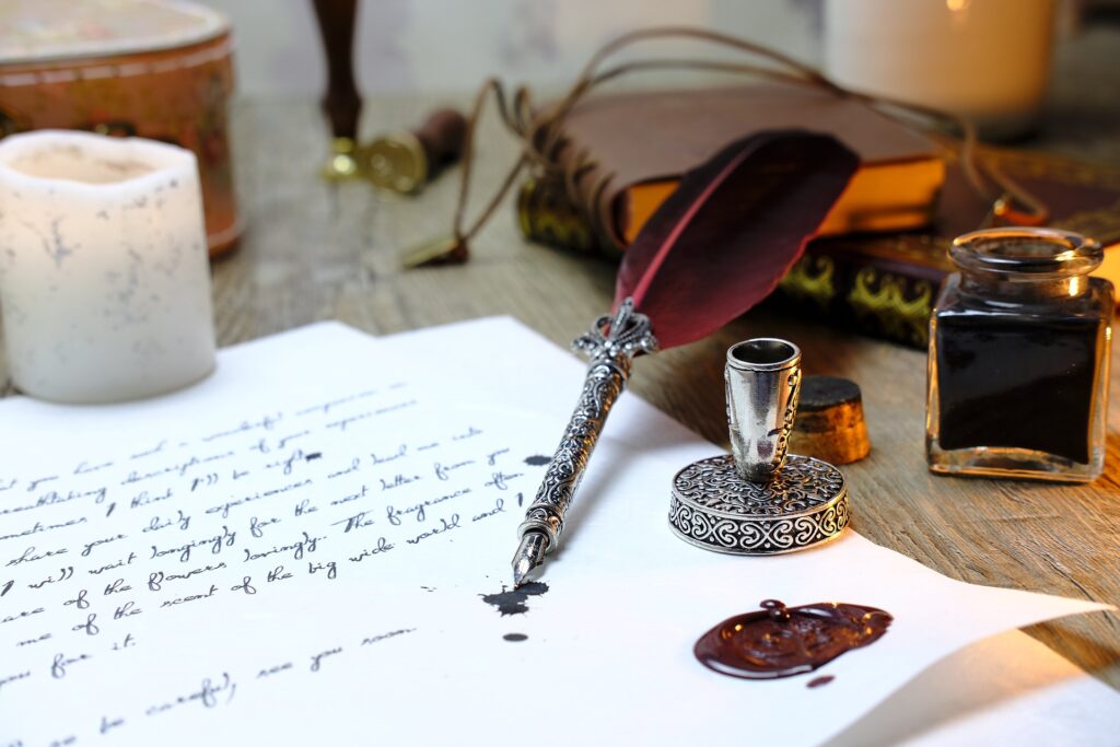 Writing Letter with a quill